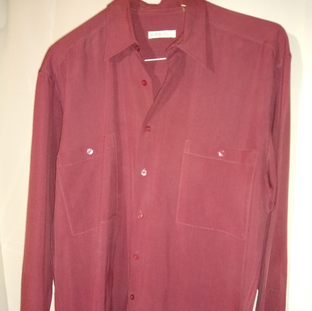 Birma Bimas 100% Silk Long Sleeve off red shirt